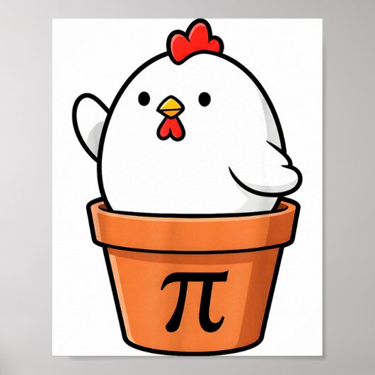 Funny Chicken Pot Pie Happy Pi Day 3.14 Math Teach Poster (Voorkant)