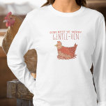 Funny Chicken Pun Kerstmis T-Shirt<br><div class="desc">Het perfecte cadeau voor je kipliefhebbende vrienden,  dit gekke kerstpun sweatshirt is super schattig en zeker om wat giechels te krijgen. Pun leest: "God ruste gulle kip" en heeft een schattig geïllustreerd rustelhoen.</div>