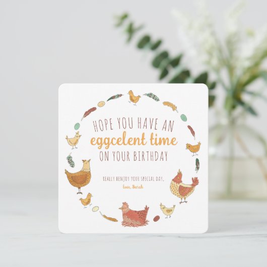 Funny Chicken Pun Square Birthday Holiday Card (Staand voorkant)