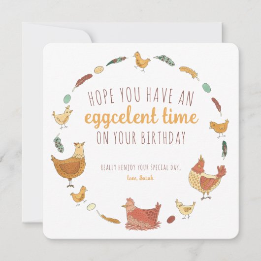 Funny Chicken Pun Square Birthday Holiday Card (Voorkant)