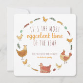 Funny Chicken Pun Square Feestdagenkaart (Voorkant)