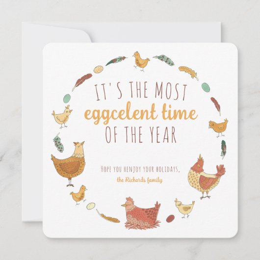 Funny Chicken Pun Square Feestdagenkaart (Voorkant)