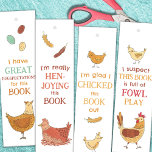 Funny Chicken Puns DIY Bladwijzer<br><div class="desc">Deze schattige geïllustreerde bladwijzer met kippennaam zijn het perfecte cadeau of de perfecte poep voor kipliefhebbers of hen die graag lezen! Dit bladwijzer sjabloon vel bevat vier kant-en-klare bladwijzer met een grappig, op de voor- en achterkant gedrukt hoepelvormig hokje. De vier bladwijzer worden met een schaar of een papierschaar zorgvuldig...</div>