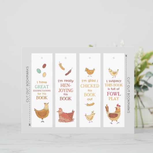 Funny Chicken Puns DIY Bladwijzer (Staand voorkant)
