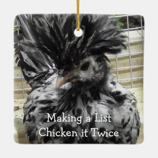 Funny Chicken Puns Kerstmis Keramisch Ornament (Achterkant)