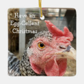 Funny Chicken Puns Kerstmis Keramisch Ornament (Voorkant)