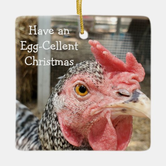 Funny Chicken Puns Kerstmis Keramisch Ornament (Voorkant)