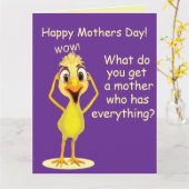 Funny Chicken Purple Mother's Day Card Kaart (Gele Bloem)