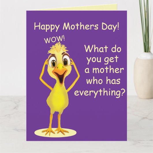 Funny Chicken Purple Mother's Day Card Kaart (Voorkant)