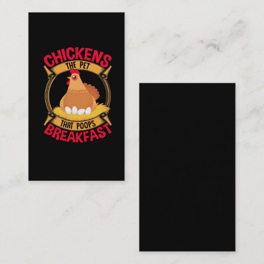 Funny Chicken Quote Breakfast Poop Hen Farming Visitekaartje (Voorkant / Achterkant)