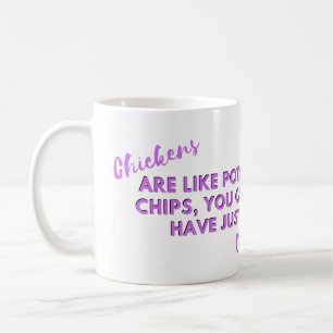 Funny Chicken Quote: Kippen Aardappelchips Paarse Koffiemok