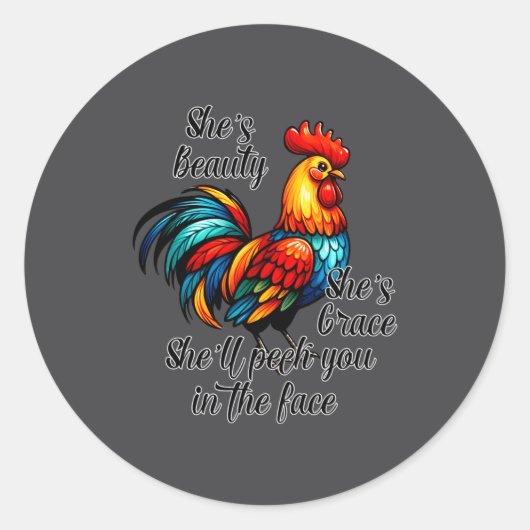 Funny Chicken Quote Ronde Sticker (Voorkant)
