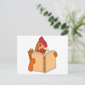 Funny Chicken Reading Book Cartoon Hen Briefkaart (Staand voorkant)