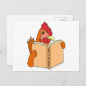 Funny Chicken Reading Book Cartoon Hen Briefkaart (Voorkant / Achterkant)