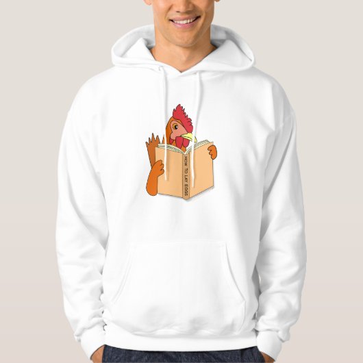 Funny Chicken Reading Book Cartoon Hen Hoodie (Voorkant)