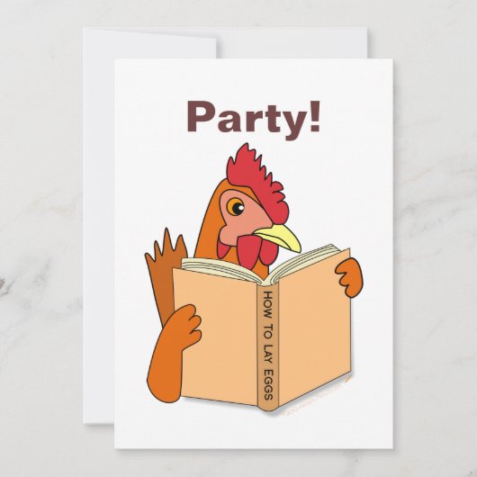 Funny Chicken Reading Book Cartoon Hen Kaart (Voorkant)