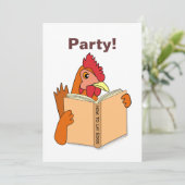 Funny Chicken Reading Book Cartoon Hen Kaart (Staand voorkant)