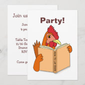 Funny Chicken Reading Book Cartoon Hen Kaart (Voorkant / Achterkant)