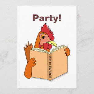 Funny Chicken Reading Book Cartoon Hen Kaart