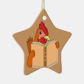 Funny Chicken Reading Book Cartoon Hen Keramisch Ornament (Rechts)