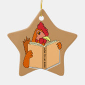 Funny Chicken Reading Book Cartoon Hen Keramisch Ornament (Voorkant)