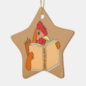 Funny Chicken Reading Book Cartoon Hen Keramisch Ornament (Links)