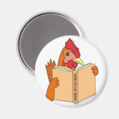 Funny Chicken Reading Book Cartoon Hen Magneet (Voorkant / Achterkant)