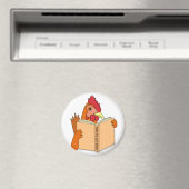 Funny Chicken Reading Book Cartoon Hen Magneet (Insitu (Vaatwasser))
