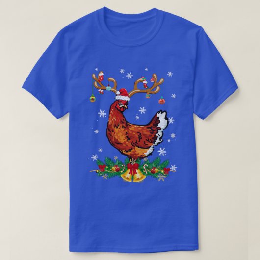 Funny Chicken Reindeer Ornament Santa Chris T-shirt (Design voorkant)