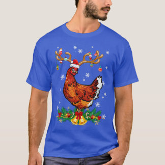 Funny Chicken Reindeer Ornament Santa Chris T-shirt