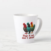 Funny Chicken Retro Boerderij Pluimveehouder Latte Mok (Rechterhoek)