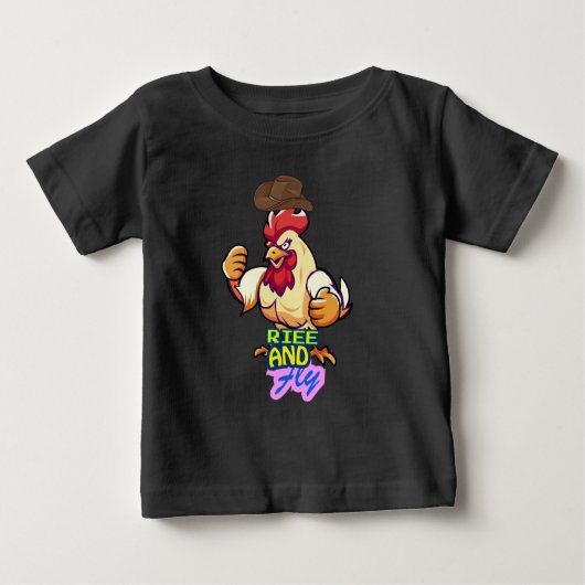 Funny Chicken Rise and Fly” T-Shirt (Voorkant)