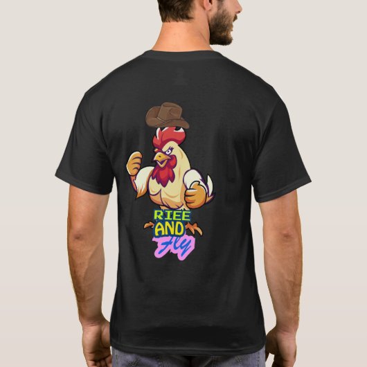 Funny Chicken Rise and Fly” T-Shirt (Achterkant)