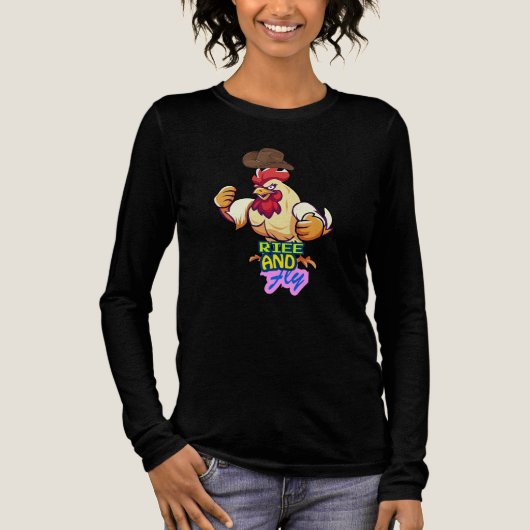Funny Chicken Rise and Fly” T-Shirt (Voorkant)