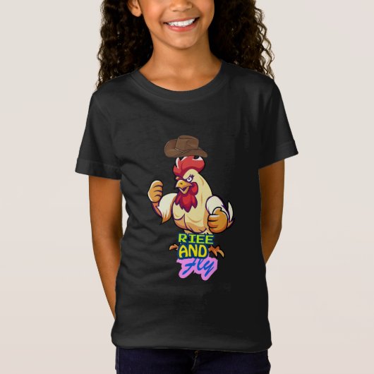 Funny Chicken Rise and Fly” T-Shirt (Voorkant)