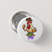 Funny Chicken Rise and Fly” T-Shirt Ronde Button 3,2 Cm (Voorkant /achterkant)