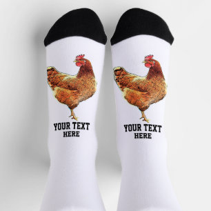 Funny Chicken Rooster Boerderij Custom Message Sokken