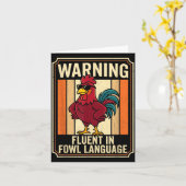 Funny Chicken Rooster Humor Warning Fluent In Fowl Kaart (Gele Bloem)