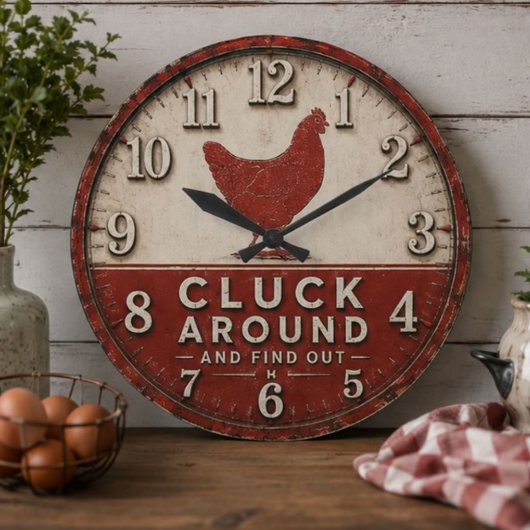 Funny Chicken Rustic Farmhouse Grote Klok