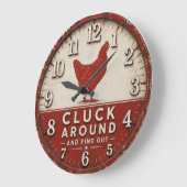 Funny Chicken Rustic Farmhouse Grote Klok (Hoek)