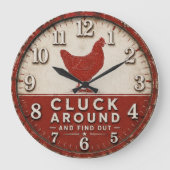 Funny Chicken Rustic Farmhouse Grote Klok (Voorkant)