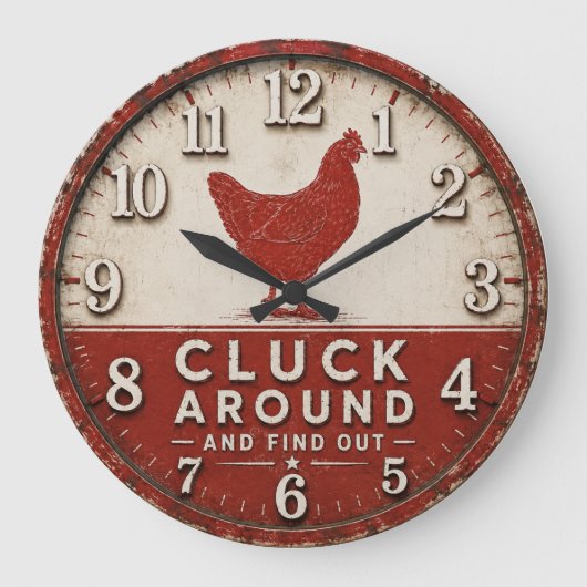 Funny Chicken Rustic Farmhouse Grote Klok (Voorkant)