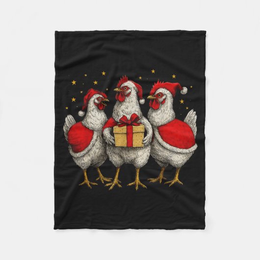 Funny Chicken Santa Xmas Tree Farm Merry Christmas Fleece Deken (Voorkant)