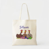 Funny chicken trio breitting cartoon tote bag (Voorkant)