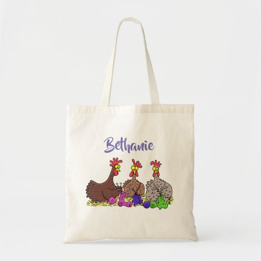 Funny chicken trio breitting cartoon tote bag (Voorkant)
