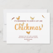 Funny Chicken Two Photo Holiday Card Feestdagenkaart (Voorkant)