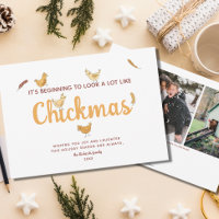 Funny Chicken Two Photo Holiday Card