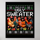 Funny Chicken Ugly Christmas Sweater Holiday Desig Poster (Voorkant)