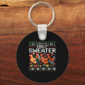 Funny Chicken Ugly Christmas Sweater Holiday Desig Sleutelhanger (Voorkant)