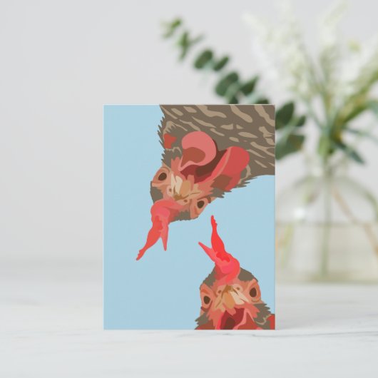 Funny Chicken Upside Briefkaart (Staand voorkant)
